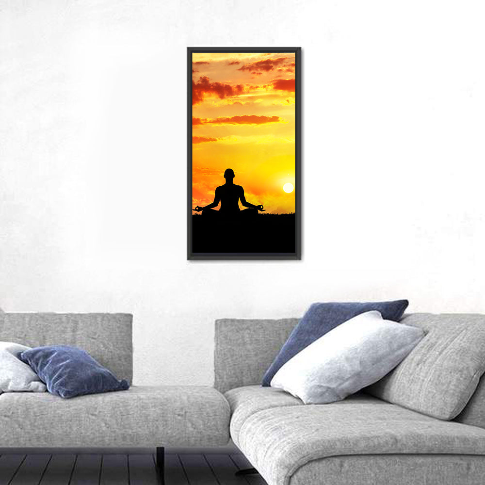 Sunset Yoga Meditation Silhouette Wall Art