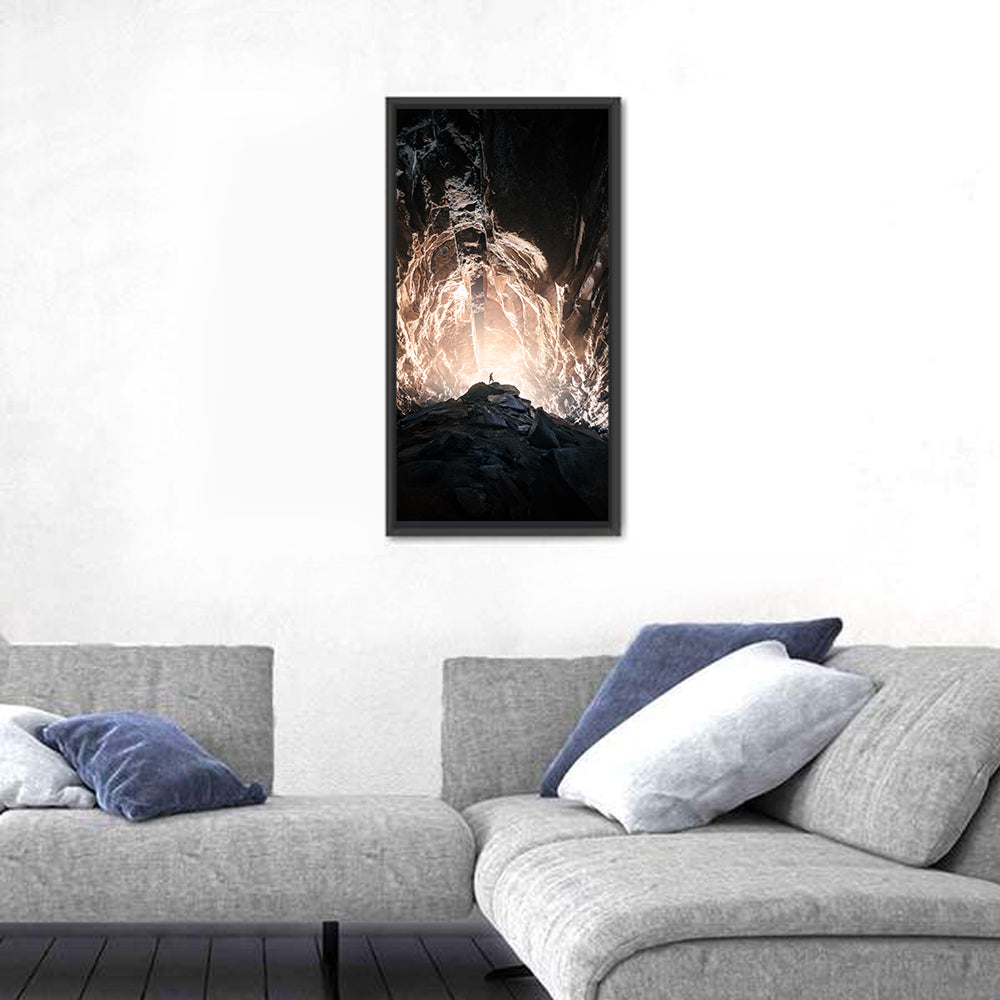 Secret Cave Silhouette Wall Art in a room, portrait