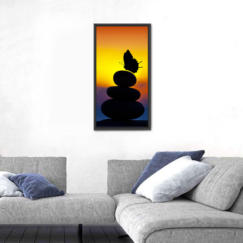 Stacked Spa Stones with Butterfly Wall Art