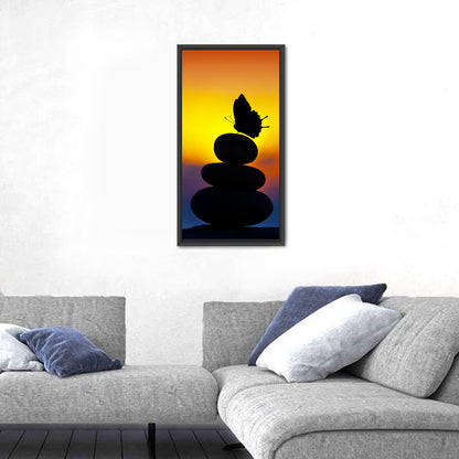 Stacked Spa Stones with Butterfly Wall Art