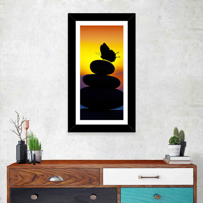 Stacked Spa Stones with Butterfly Wall Art
