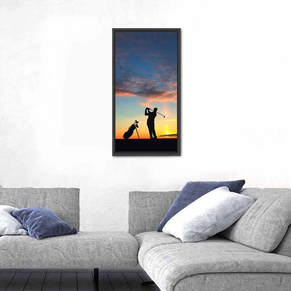 Sunset Golfer Silhouette Wall Art