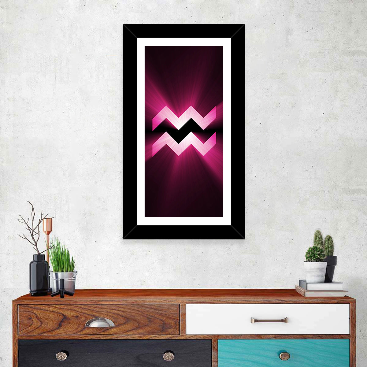 Magenta Aquarius Symbol Wall Art