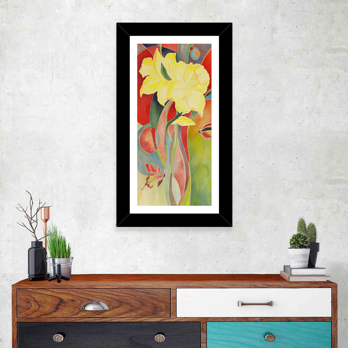 Daffodils in Bloom Wall Art in a room, portrait
