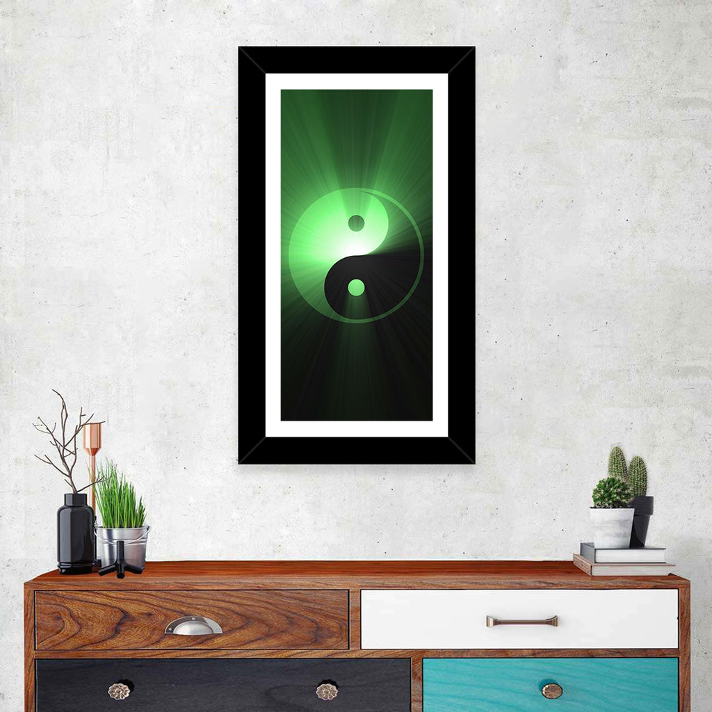 Green Glowing Yin Yang Wall Art