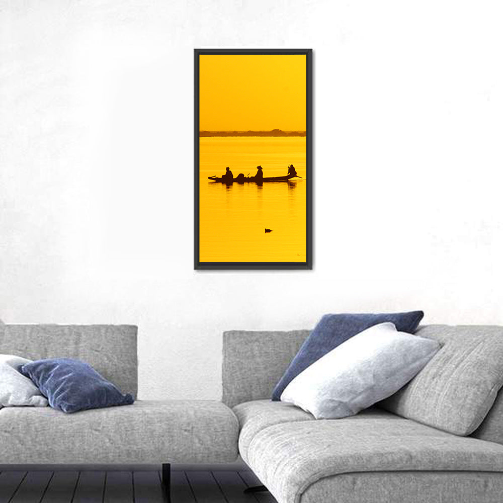 Pirogue at Golden Dusk Wall Art