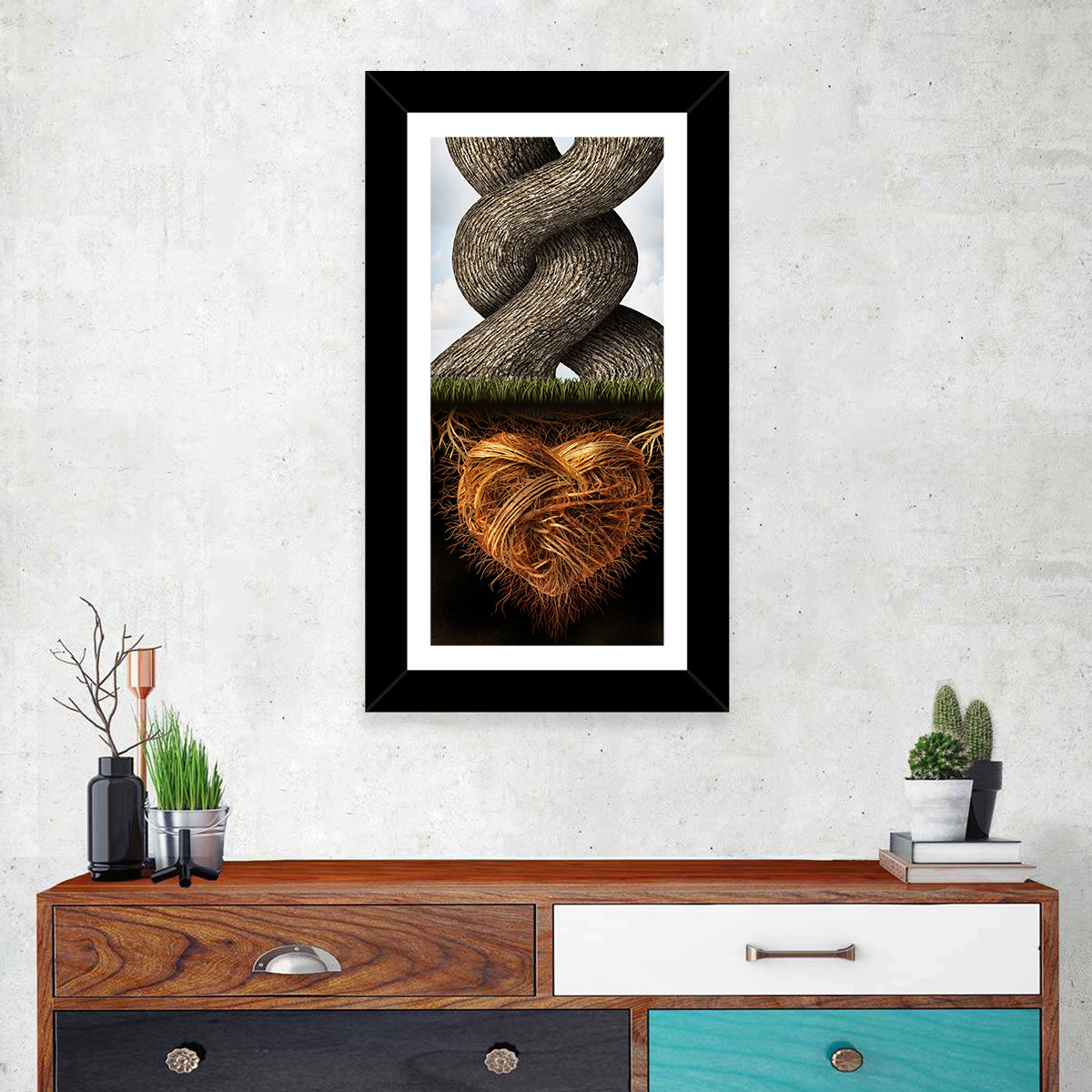 Intertwined Trees with Heart-shaped Roots Wall Art