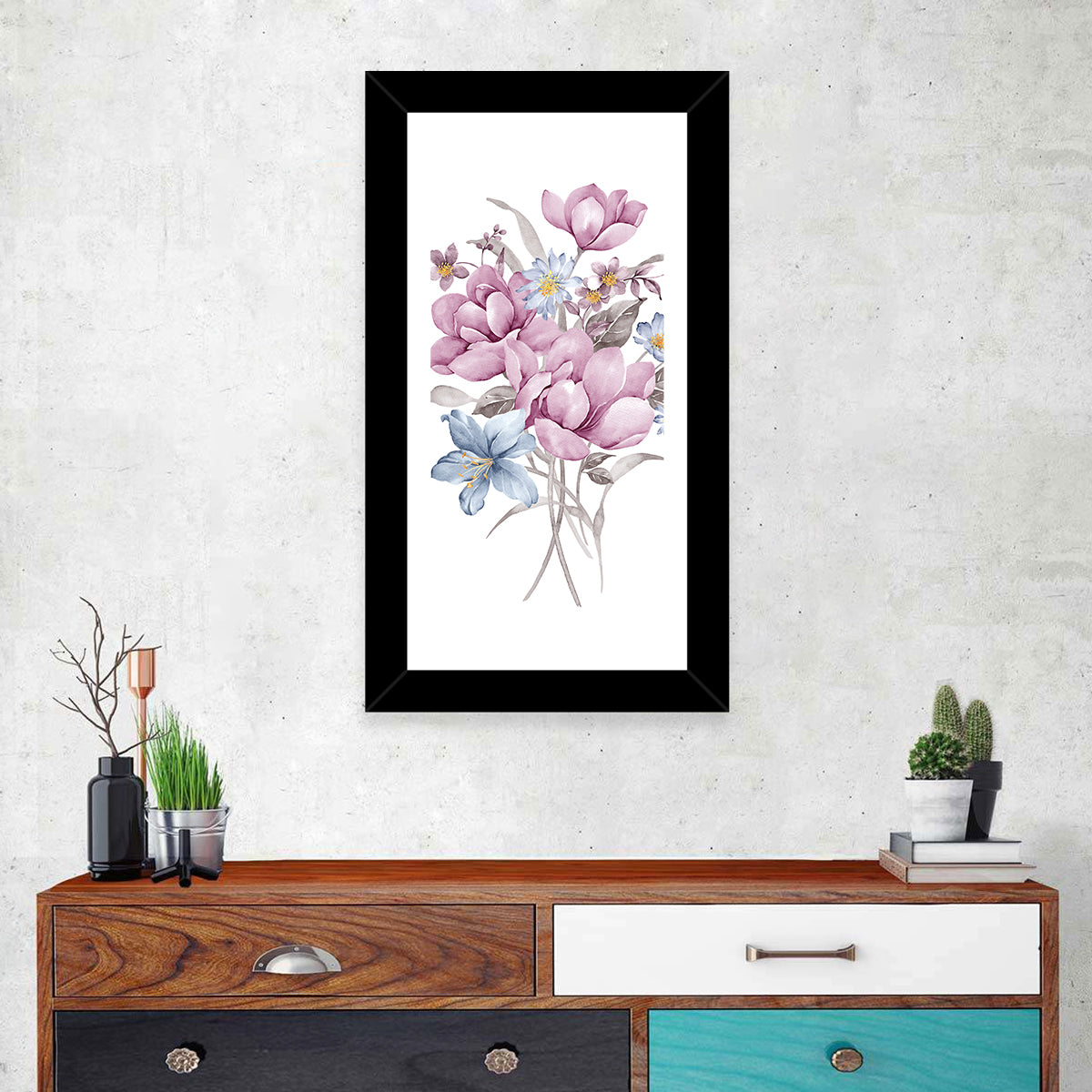 Pink Floral Illustration Wall Art