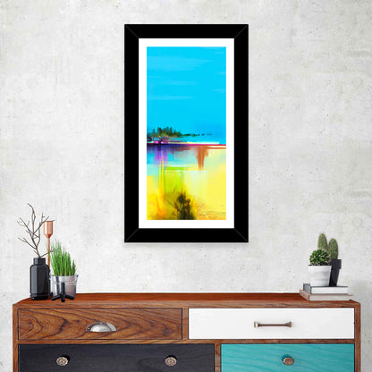Sunlit Abstract Coastline in Spring Colors Wall Art