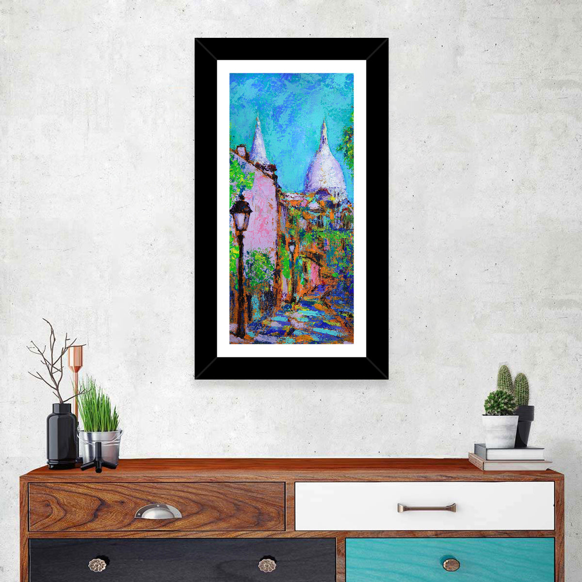 Montmartre Street with Sacre Coeur Dome Wall Art