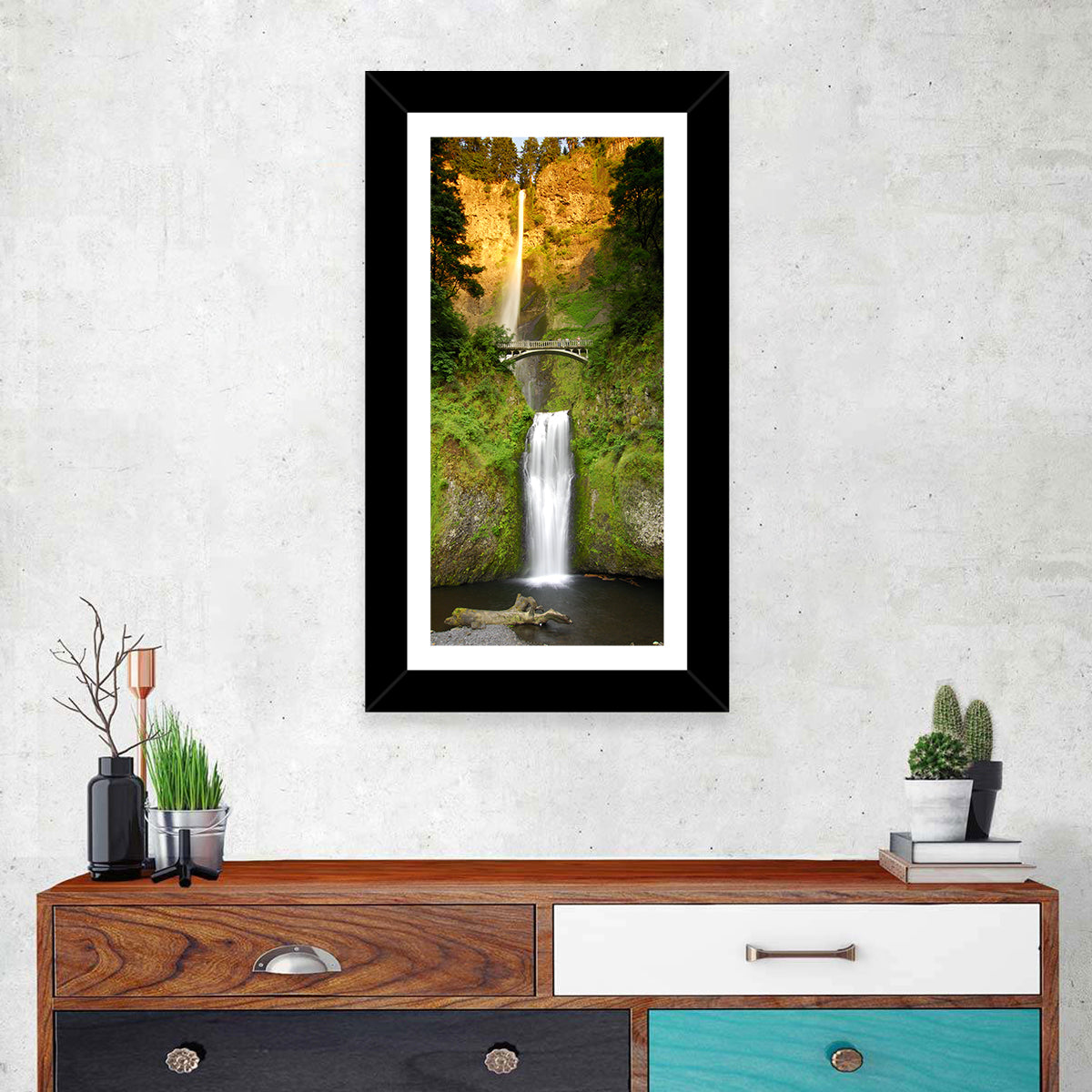 Multnomah Falls at Golden Hour Wall Art