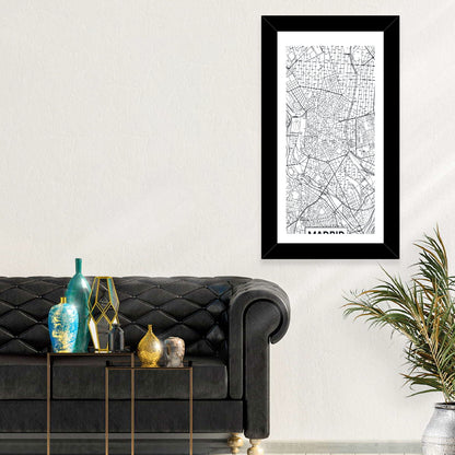 Madrid City Map Wall Art