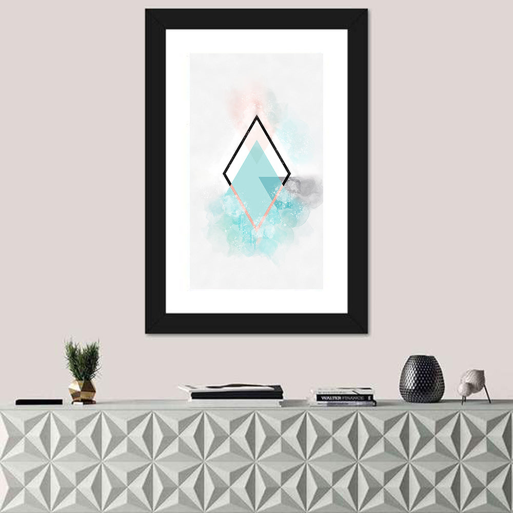 Teal Diamond Minimalist Geometry Wall Art