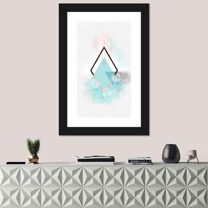 Teal Diamond Minimalist Geometry Wall Art