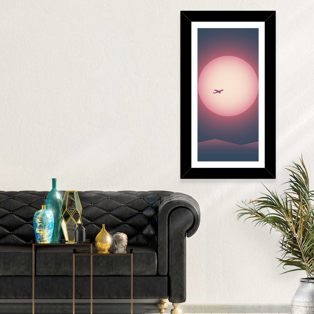 Twilight Airplane Over Mountains Wall Art