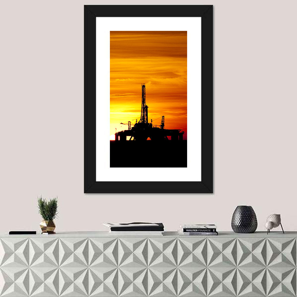 Offshore Oil Rig at Sunset Wall Art