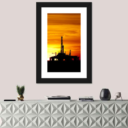 Offshore Oil Rig at Sunset Wall Art