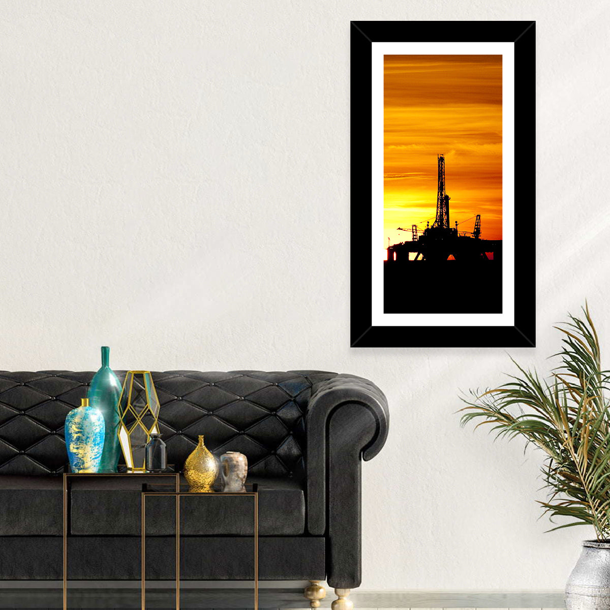Offshore Oil Rig at Sunset Wall Art