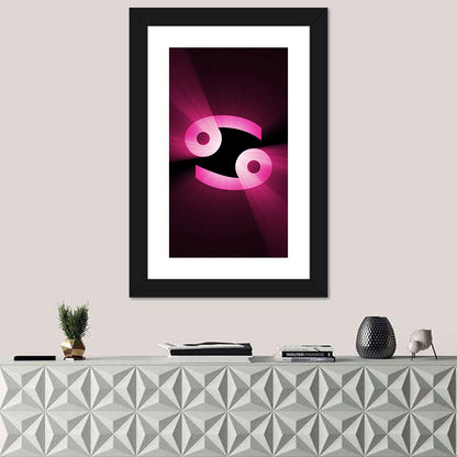 Glowing Pink Cancer Symbol Wall Art