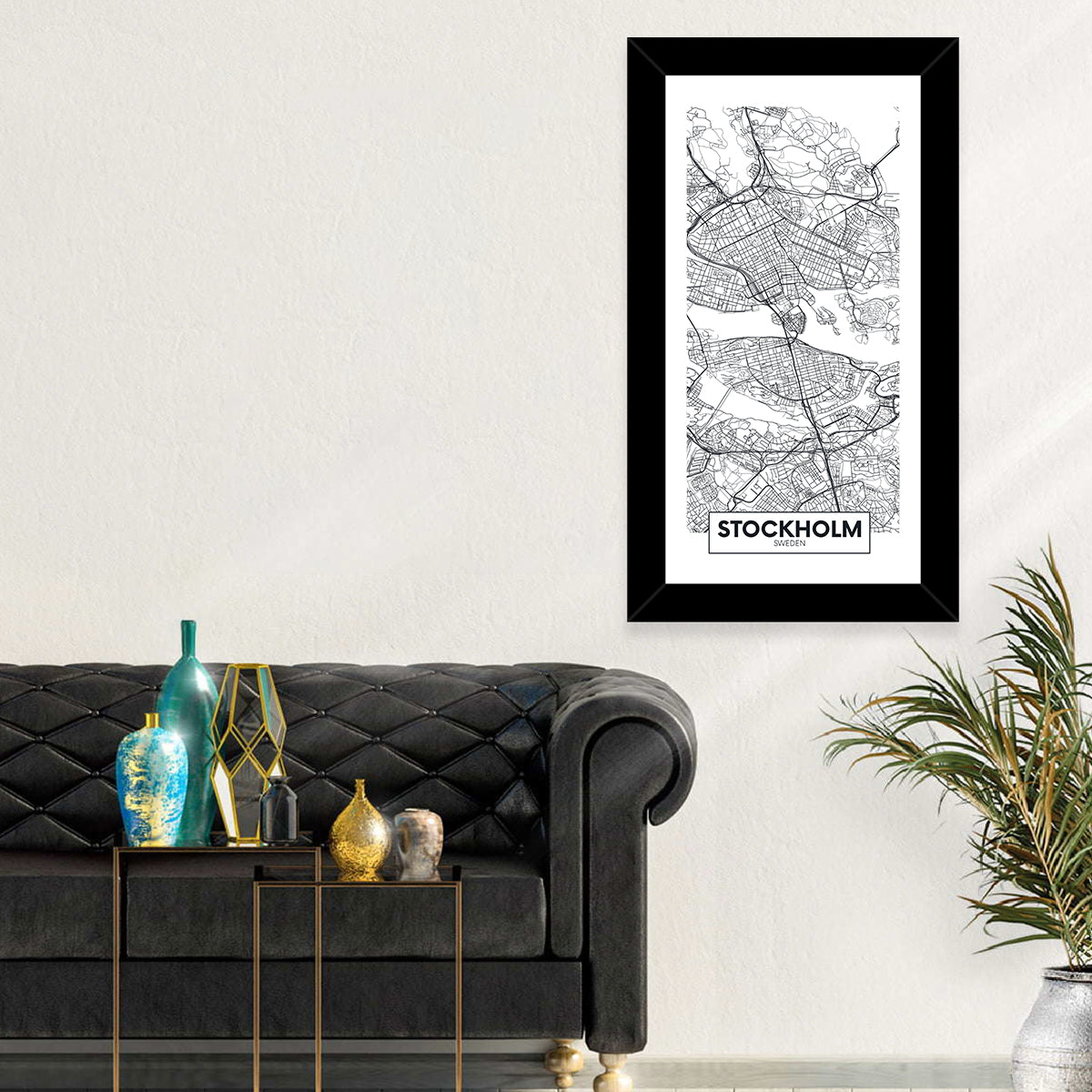 Stockholm City Map Wall Art in a room, portrait