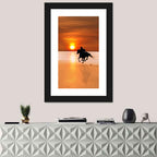Horse and Rider at Sunset Wall Art