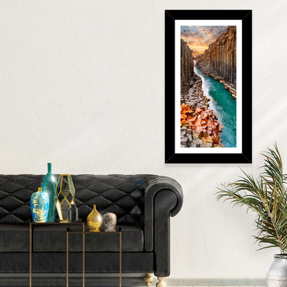 Stuðlagil Canyon Basalt Columns at Golden Hour Wall Art