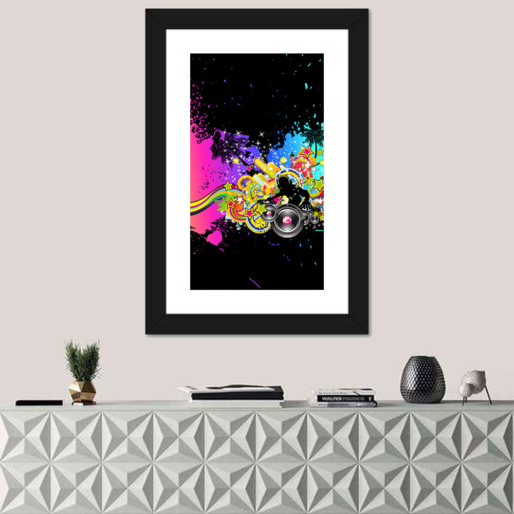Neon Dj Silhouette Wall Art