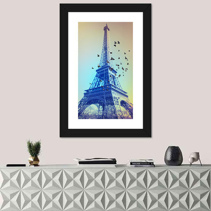 Retro Eiffel Tower Illustration Wall Art