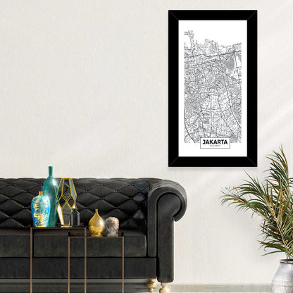 Jakarta City Map Wall Art