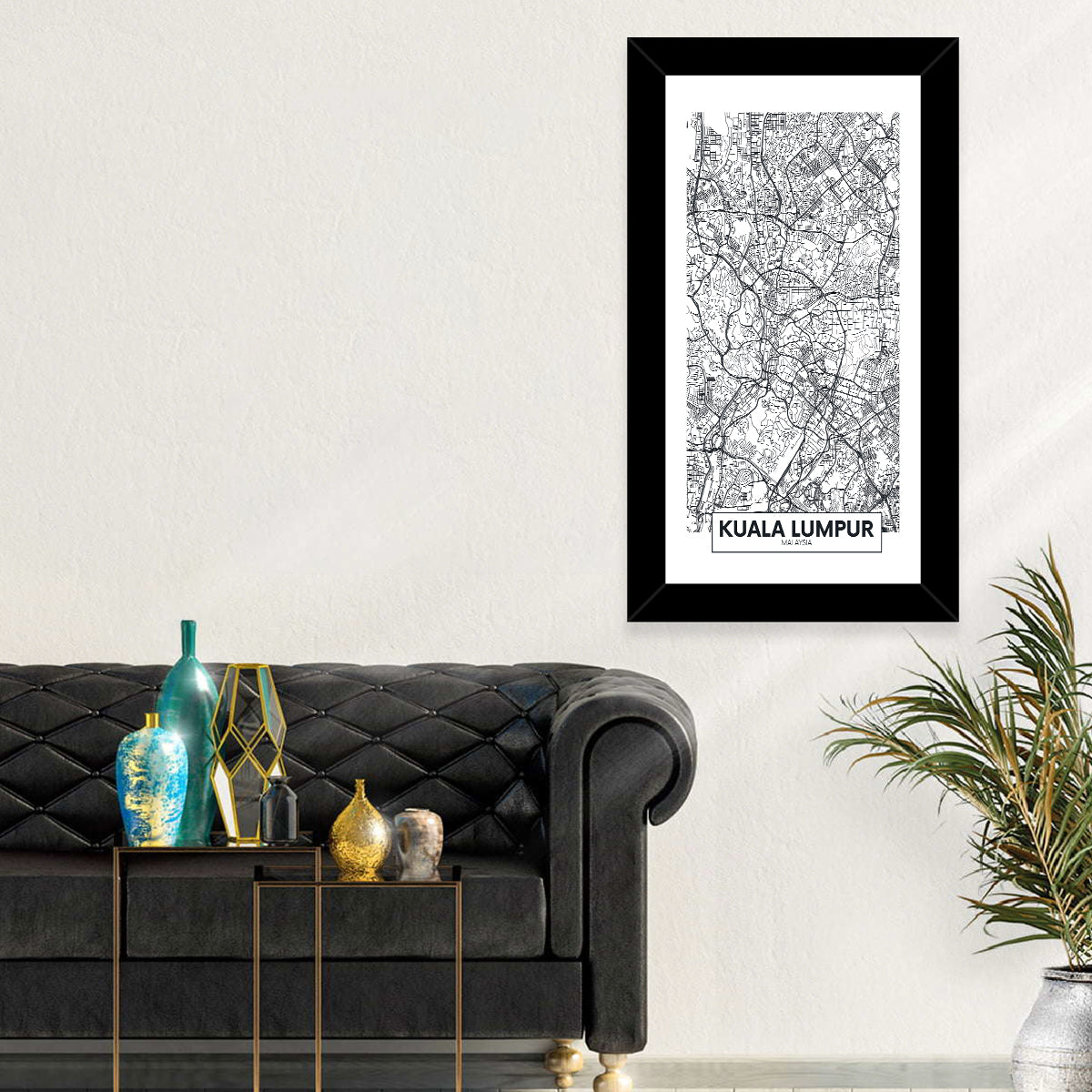 Kuala Lumpur Street Grid Map Wall Art