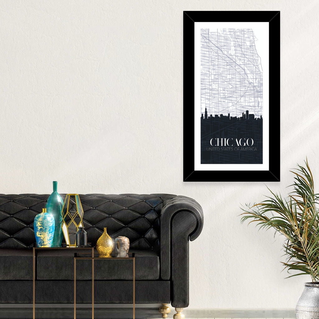 Chicago Skyline Map Wall Art