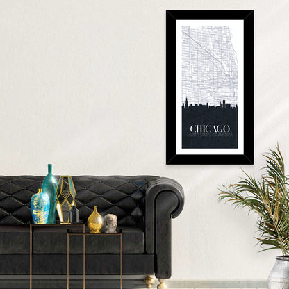 Chicago Skyline Map Wall Art