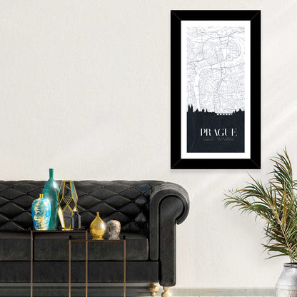 Prague Map with Charles Bridge Wall Art