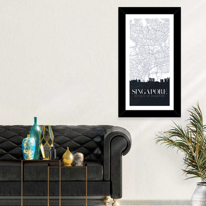 Singapore City Map Silhouette Wall Art