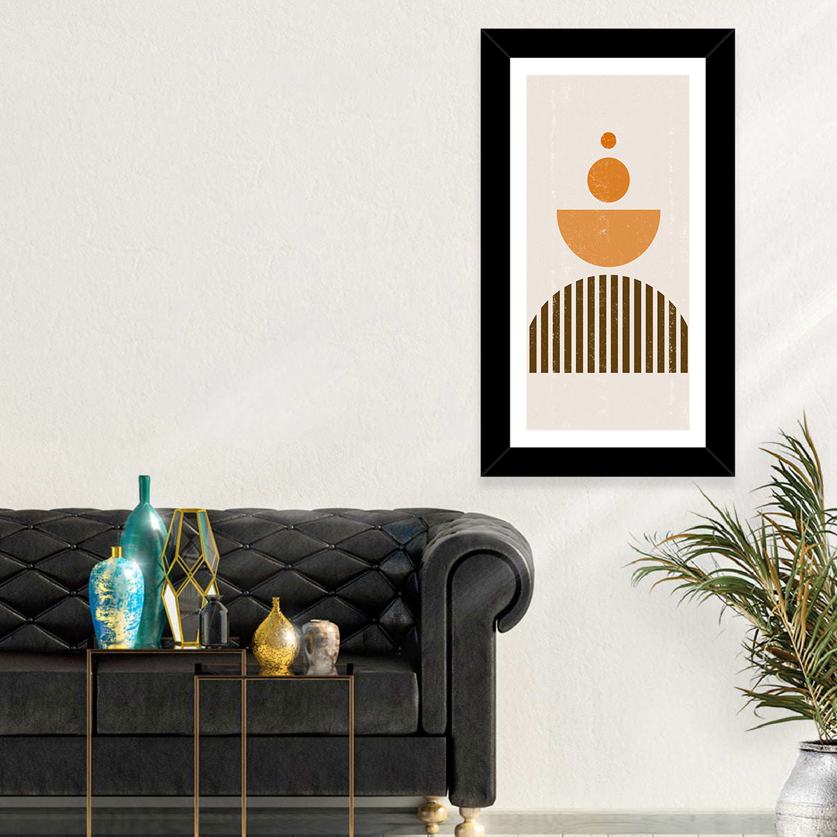 Striped Semicircle Composition Wall Art in a room, portrait