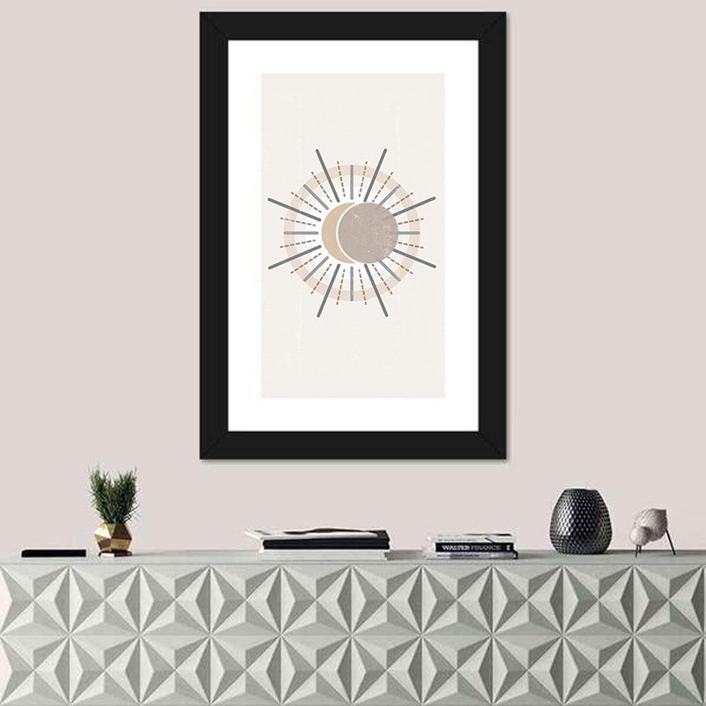 Sunburst Boho Minimalist Ii Wall Art in a room, portrait