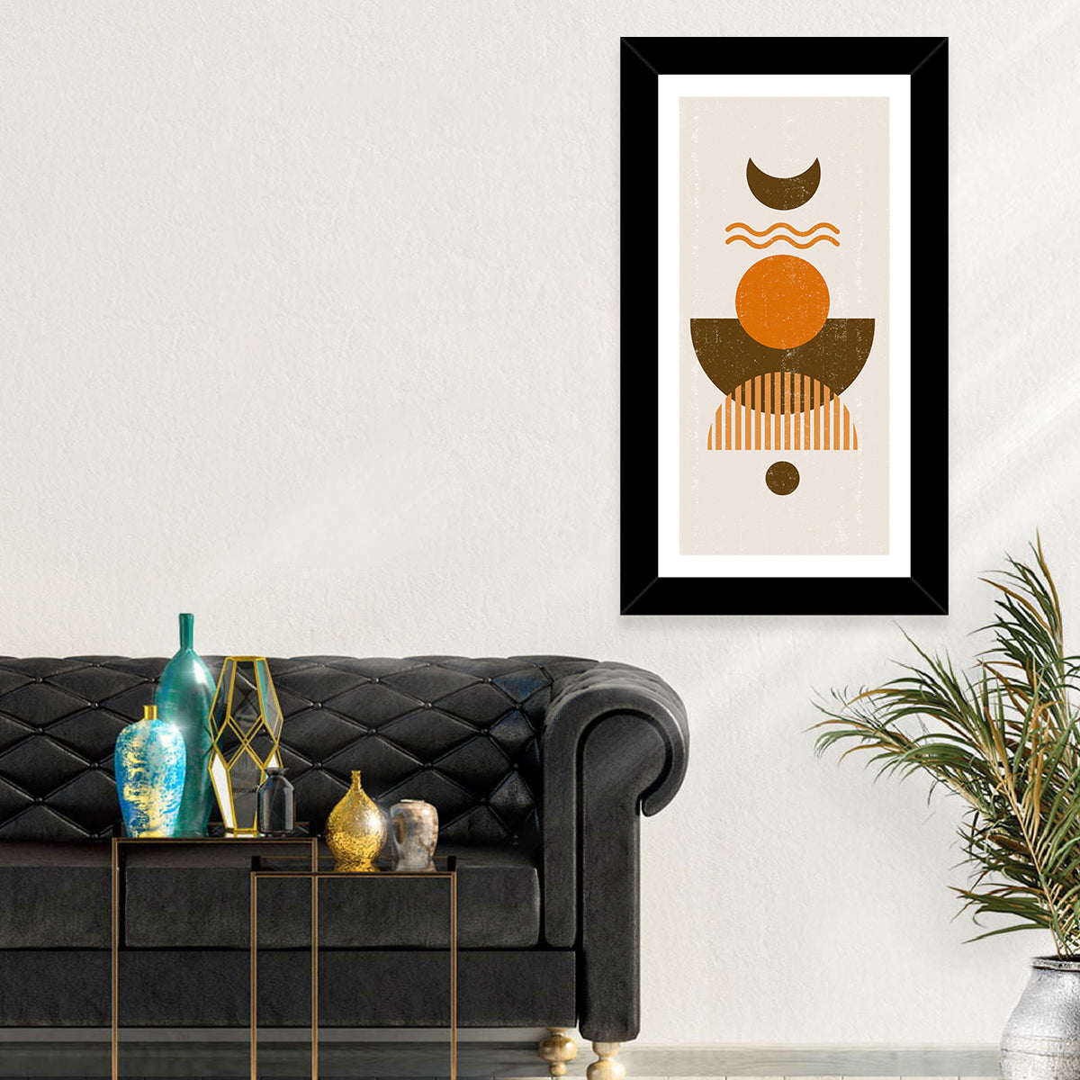 Earthy Sun and Crescent Moon Wall Art