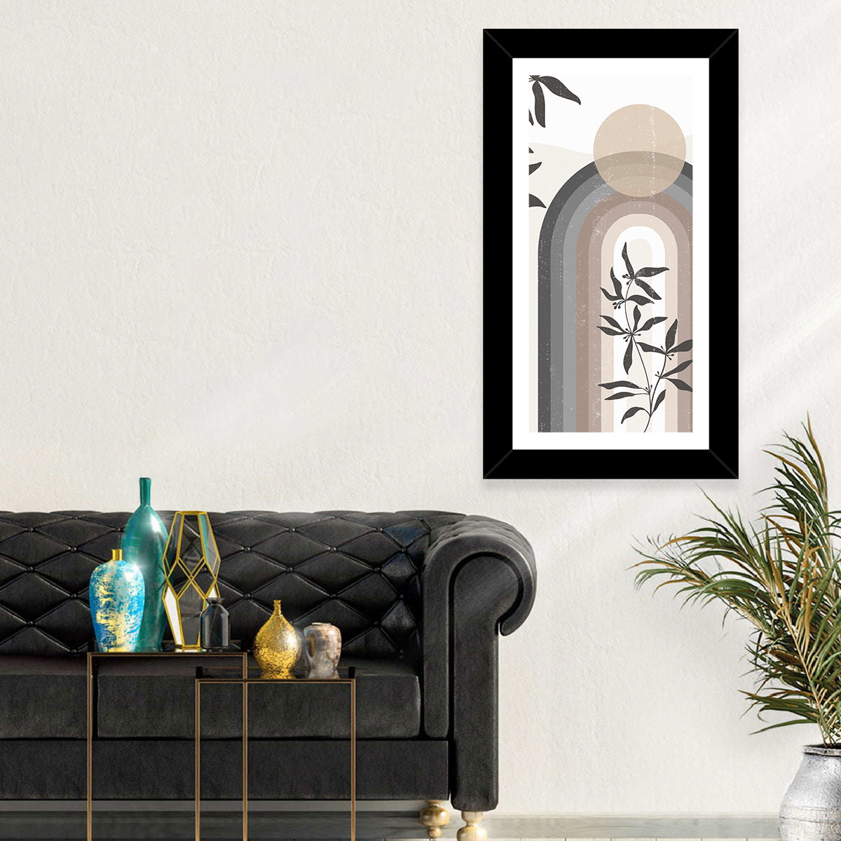 Taupe Rainbow Botanical Arch Wall Art
