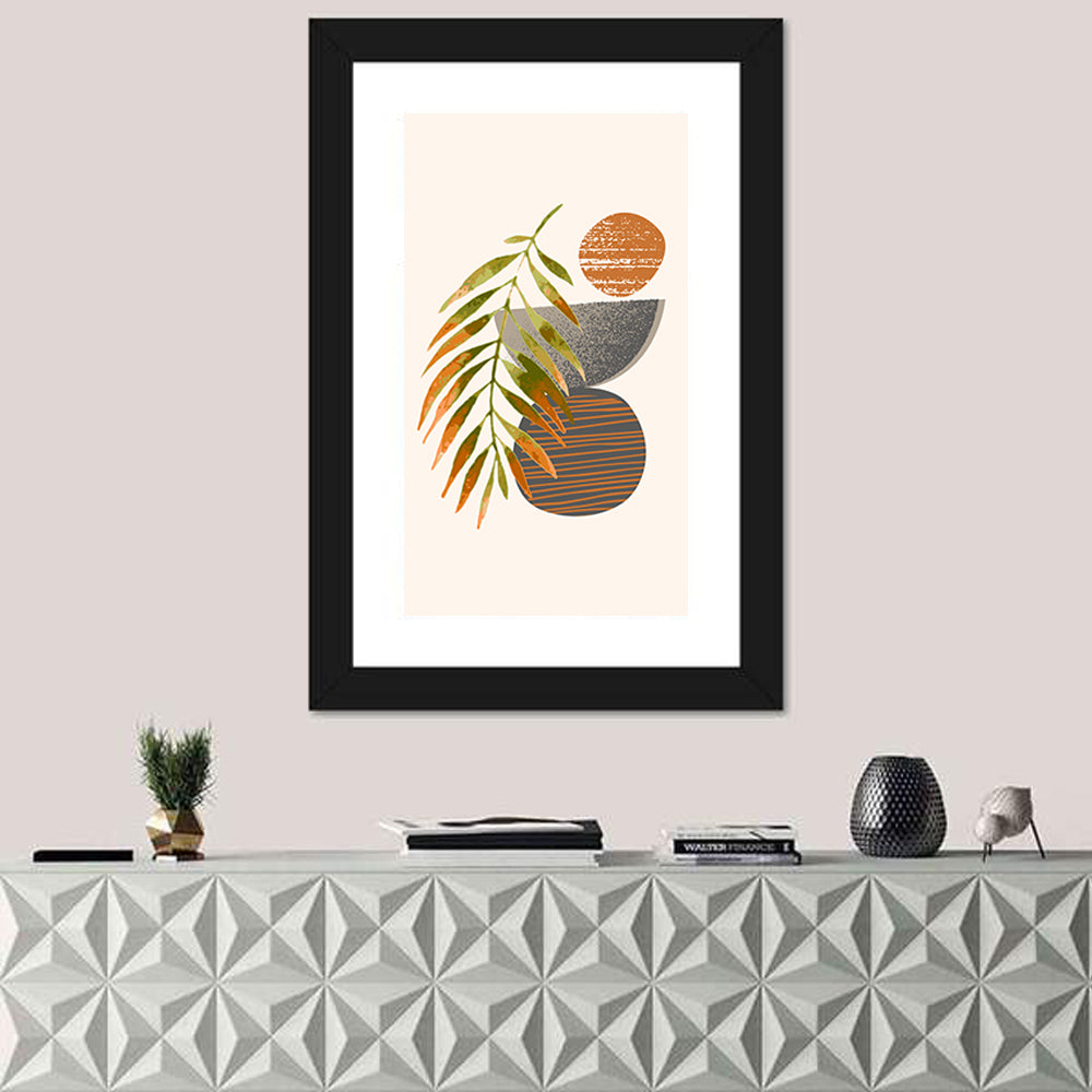 Palm Leaf Over Geometric Circles Wall Art