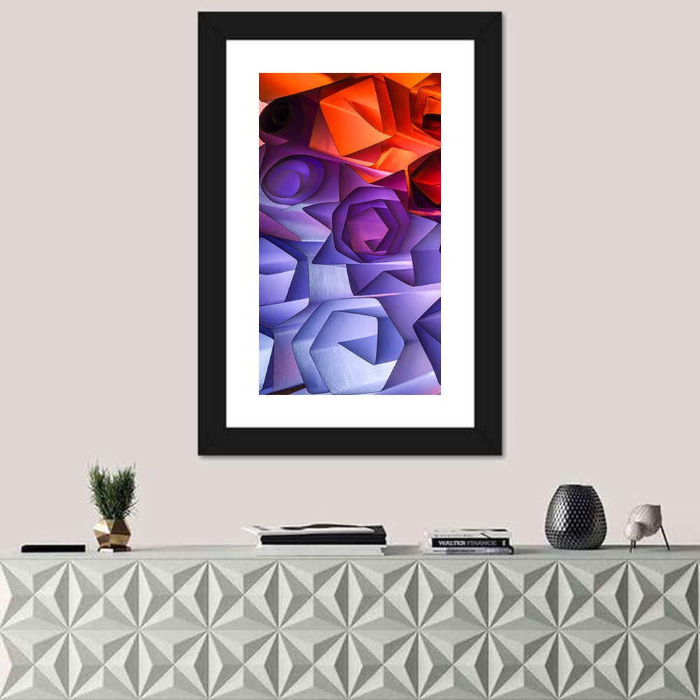 Geometric Paper Flowers Wall Art in a room, portrait