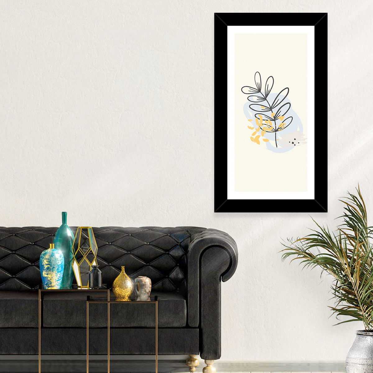 Falling Leaves Illustration Wall Art in a room, portrait