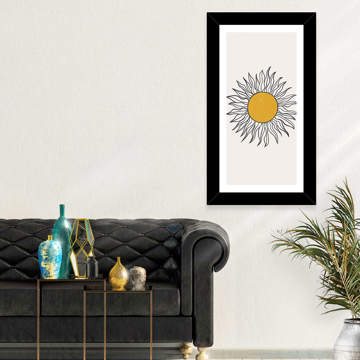 Hand Drawn Sun Study Wall Art in a room, portrait