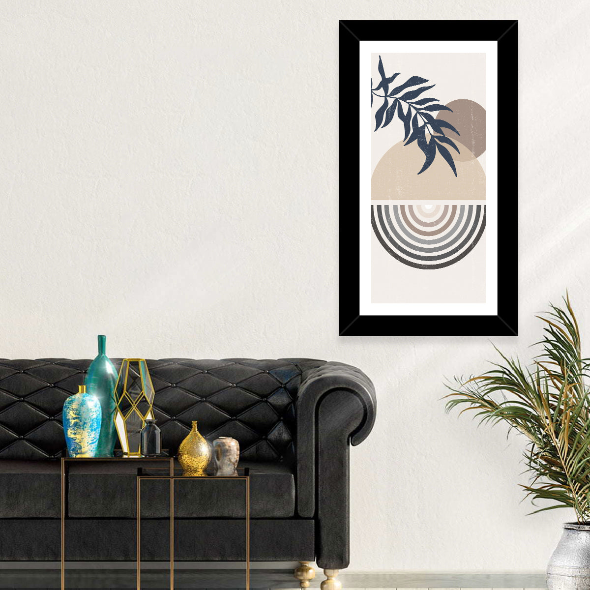 Spheres and Leaves Wall Art in a room, portrait