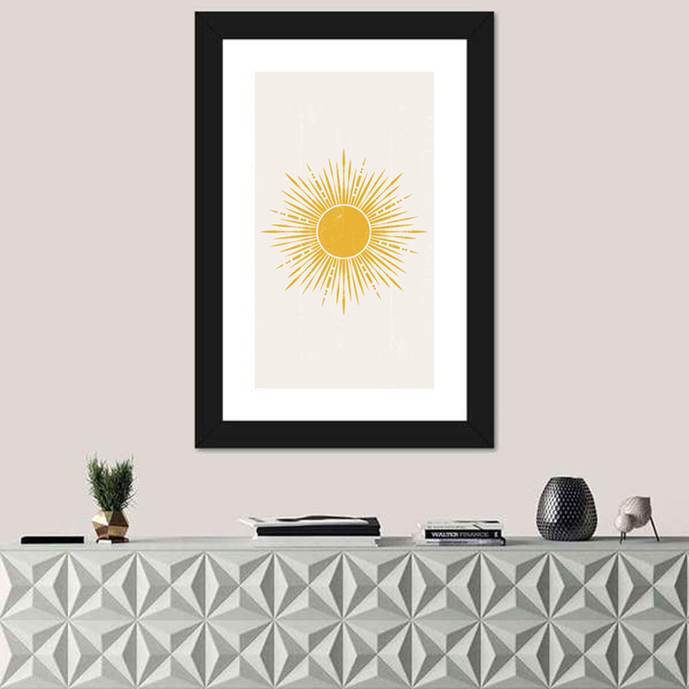 Golden Sunburst Boho Minimalist Wall Art