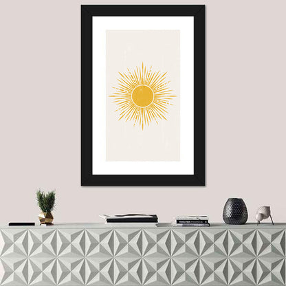 Golden Sunburst Boho Minimalist Wall Art
