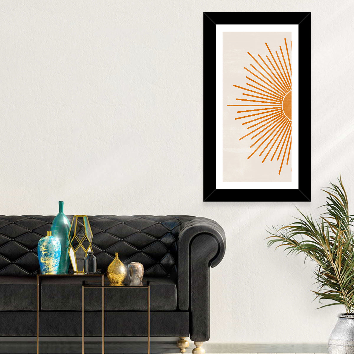Orange Sunburst Minimalist Wall Art