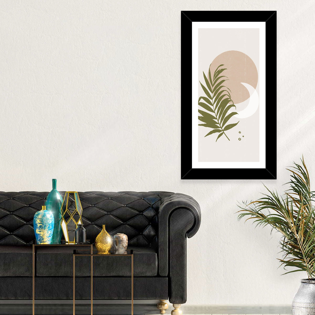 Palm Leaf Sun Study Wall Art in a room, portrait