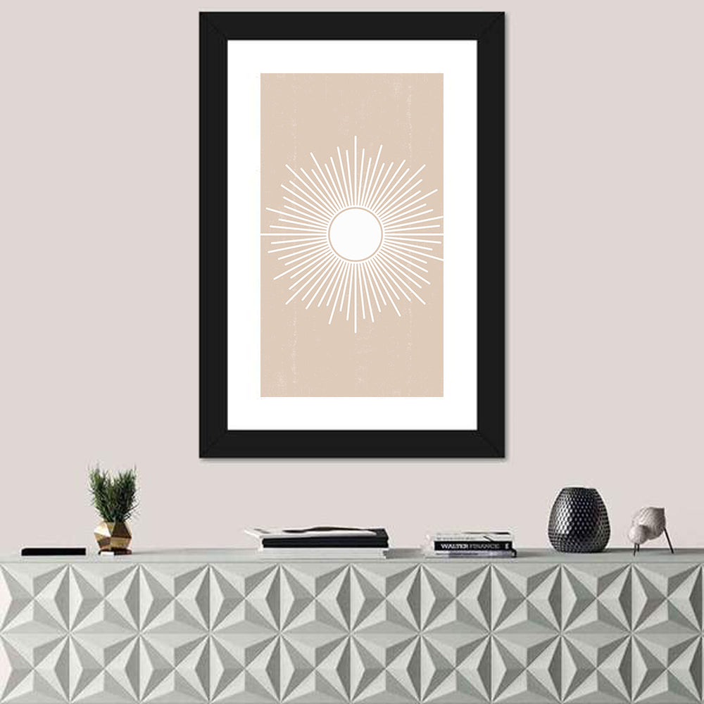 Beige Sunburst Abstract Wall Art