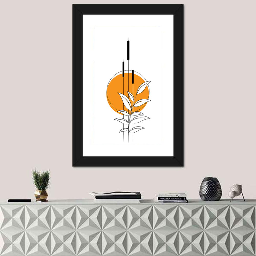 Cattails and Sun Illustration Wall Art