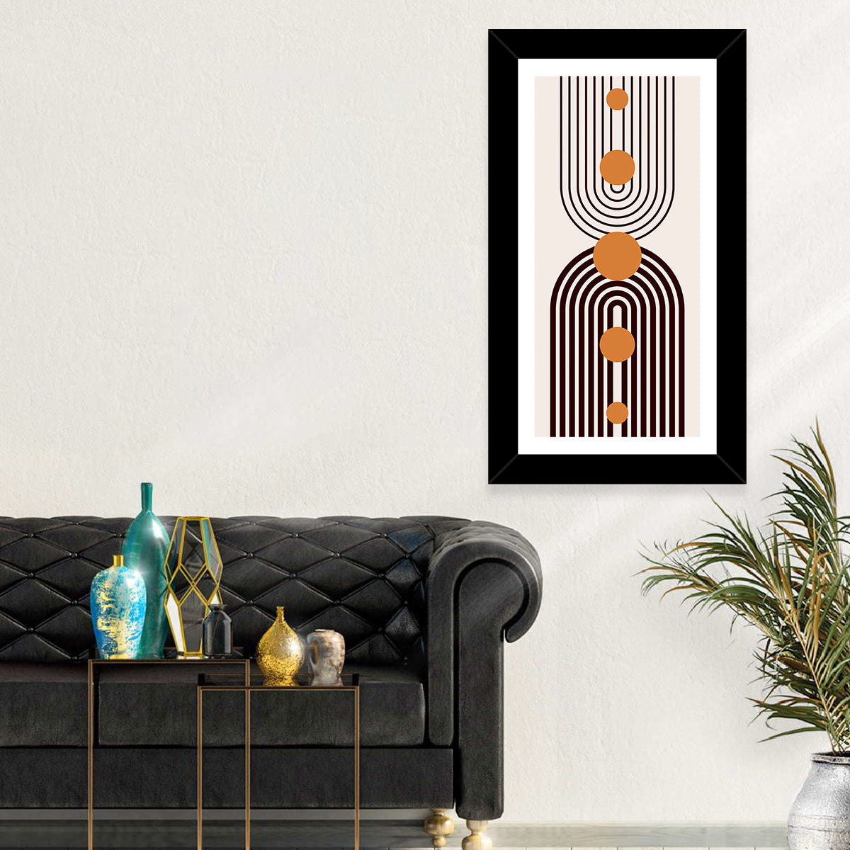 Boho Arch Pattern Wall Art in a room, portrait